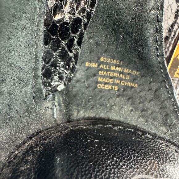 Isola Elin Black Croco-Embossed Faux Leather Sandals Sz 8.5M Resort Summer Night - Picture 7 of 8